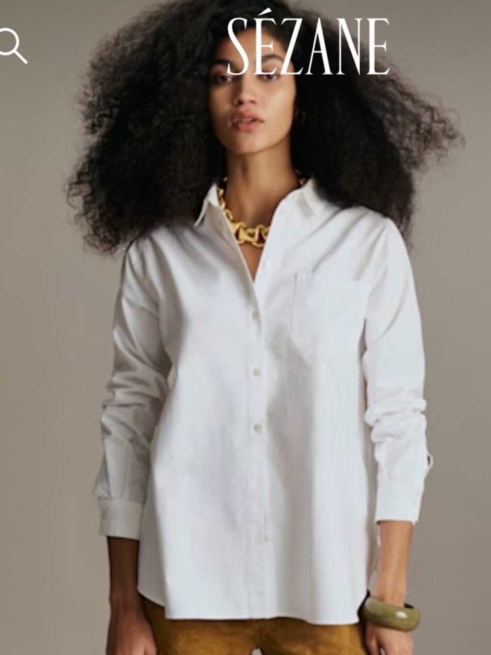 Sezane Max cotton twill white shirt
